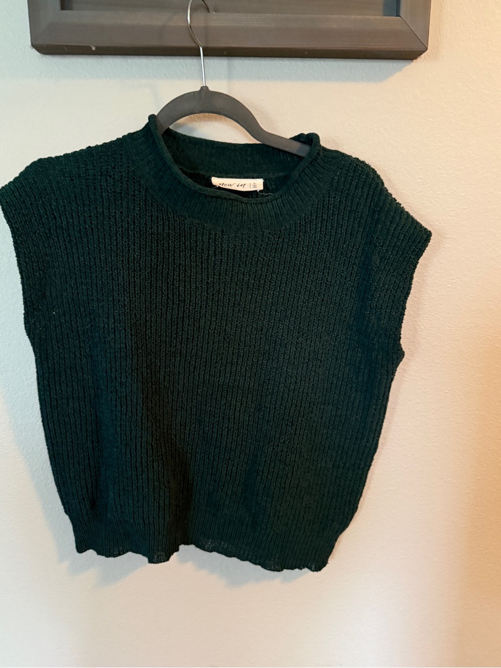 Sleeveless Crewneck Knit Vest in Deep Green